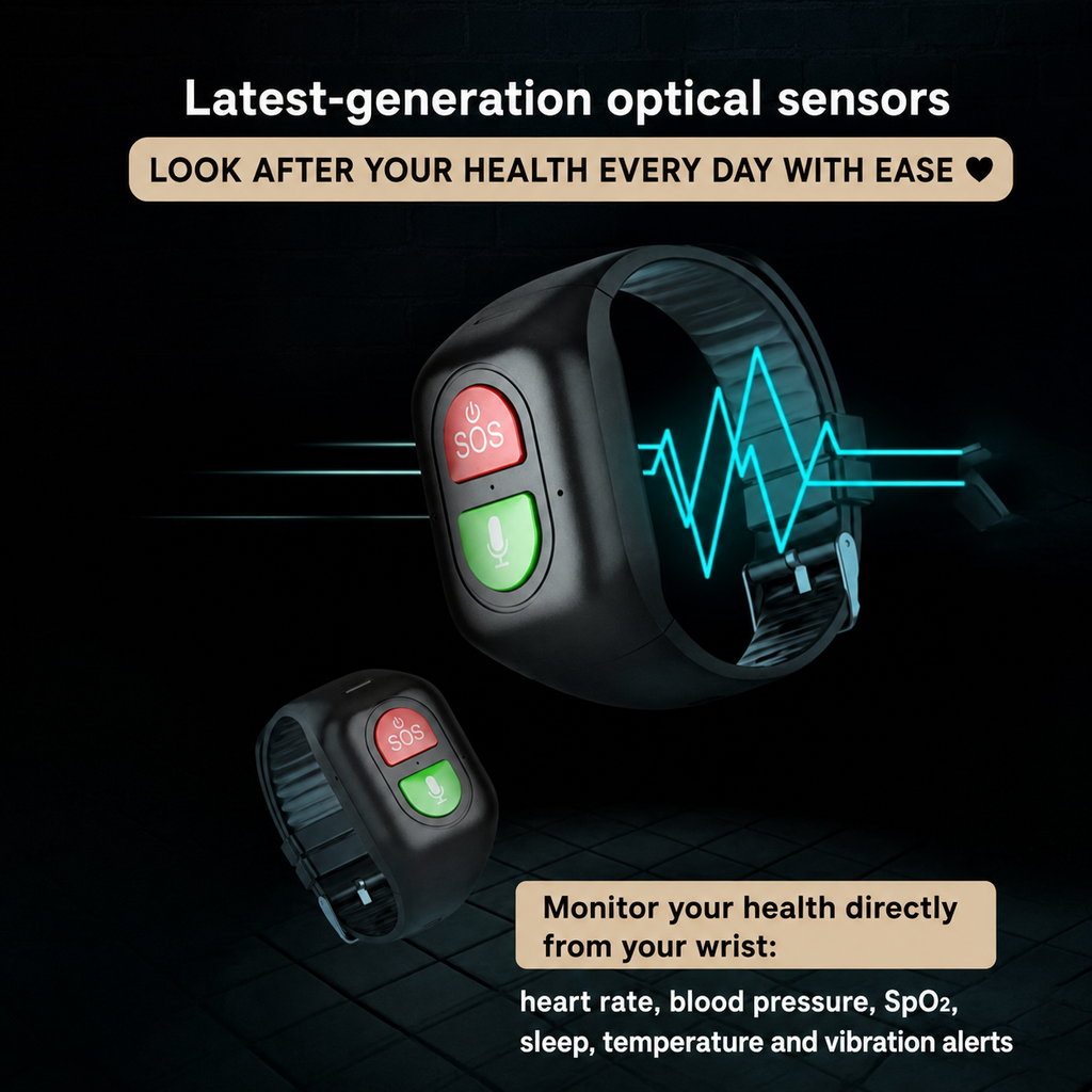 4G smart watch for elderly displaying GPS location tracking and calling functions