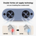 Anti-snoring CPAP device in use, demonstrating comfortable mask-free nasal therapy