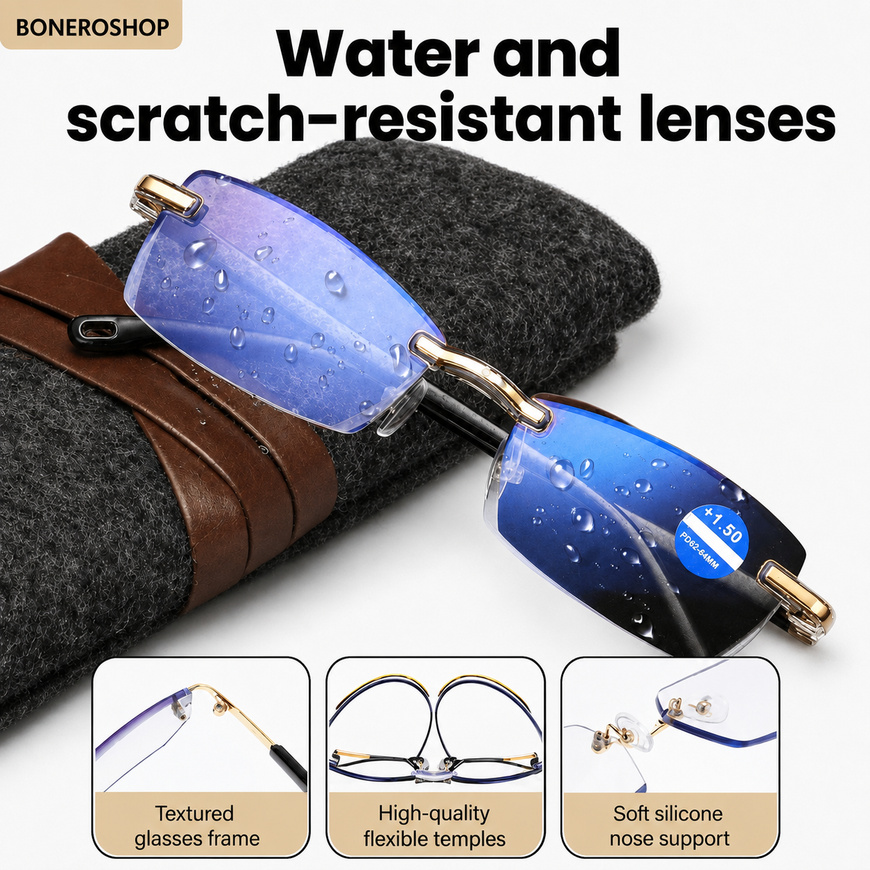 Individual wearing intelligent anti-glare glasses for reading, driving and everyday activities