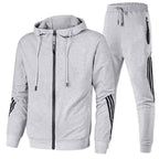 Close-up detail of comfortable men's tracksuit fabric showing high-quality construction and finish.