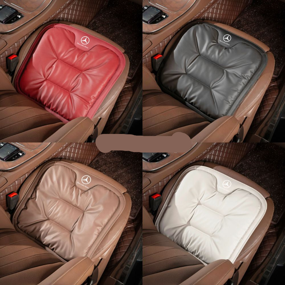 Velario car cushion with adjustable straps for secure attachment to various car seats.