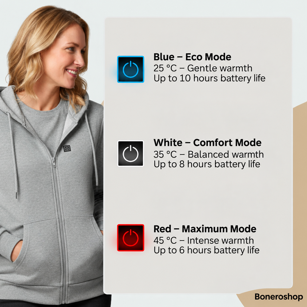 Person wearing Boneroshop X Heated Hoodie during outdoor winter activity