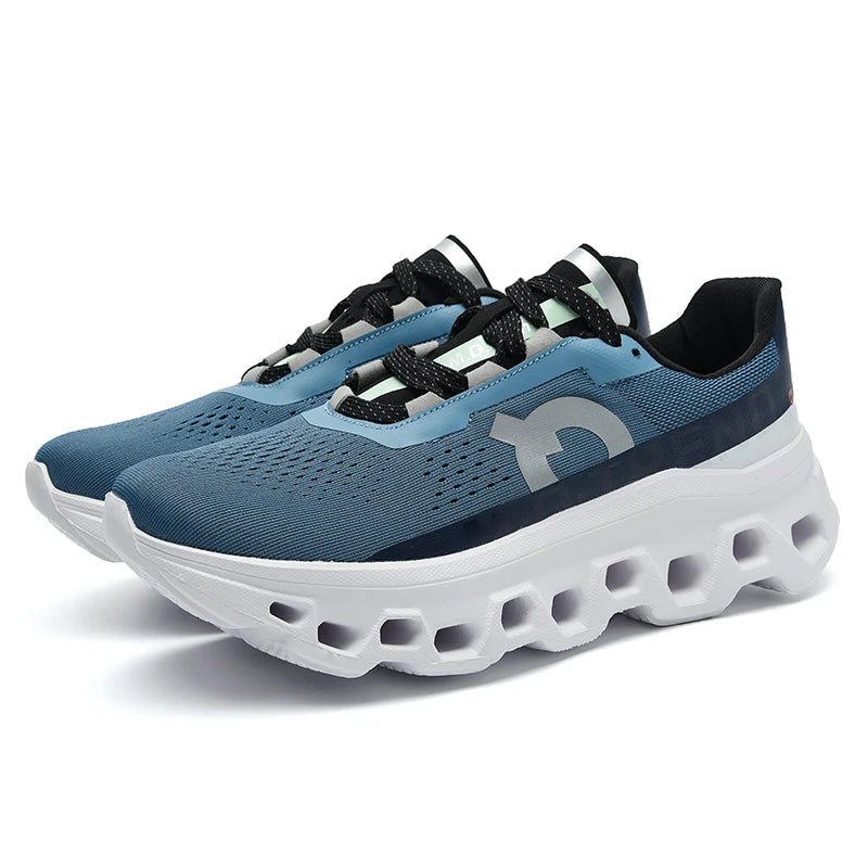 Side angle of SKYLACE sports trainer highlighting non-slip sole and lightweight construction