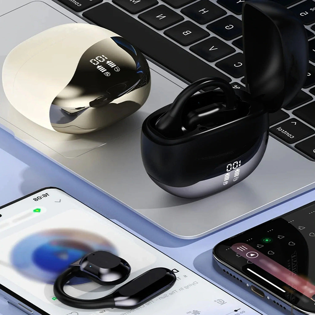 Smart translation earbuds in use for real-time conversation translation