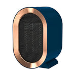 HeatFlow portable heater in modern office setting, demonstrating energy-efficient targeted warmth and silent operation
