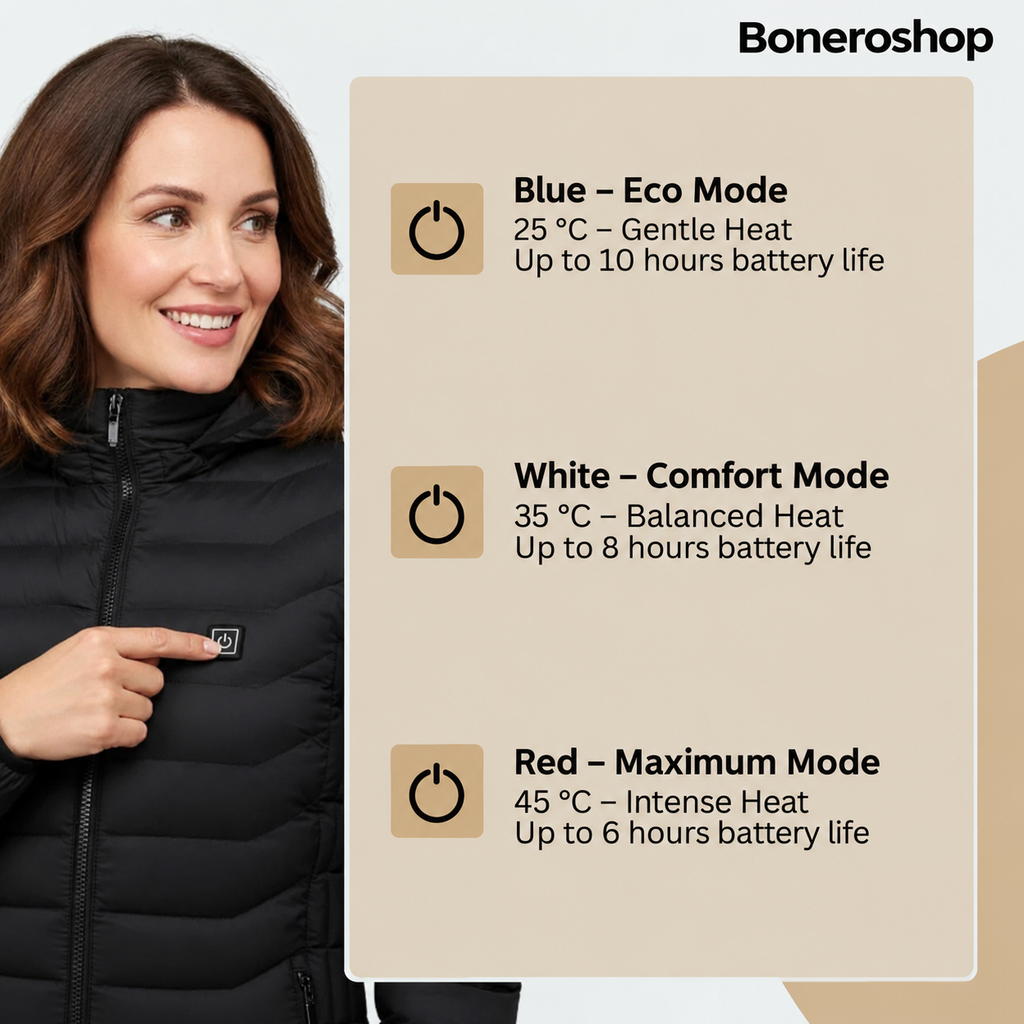 Boneroshop X Heated Thermal Jacket detail view highlighting the water-resistant fabric and quilted insulation