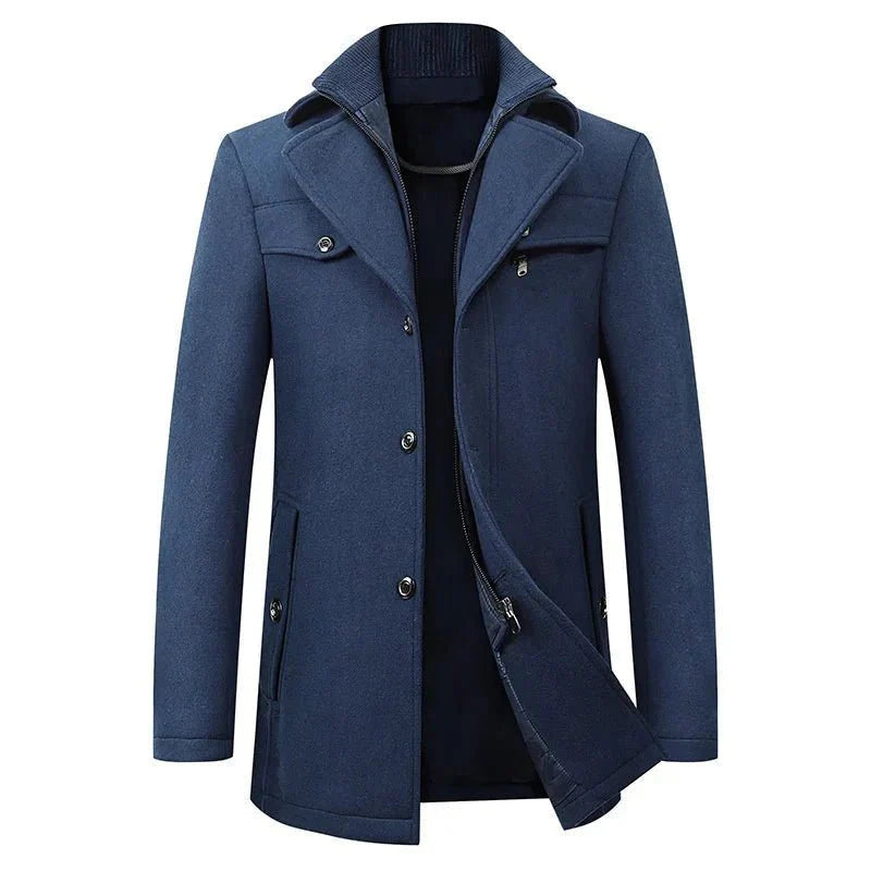 Andrew winter coat styled for business casual wear demonstrating versatile design