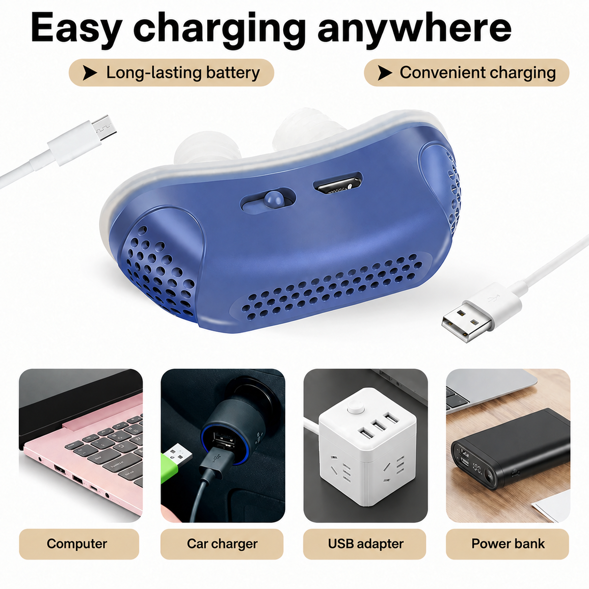 Portable Micro CPAP Anti-Snoring Sleep Apnoea Device