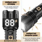 Full package showing tactical torch, rechargeable battery, accessories and storage pouch