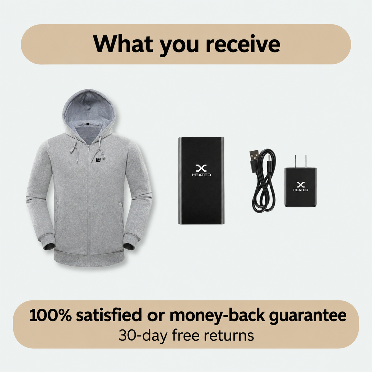 Boneroshop X Heated Hoodie displayed flat showing front design and kangaroo pocket