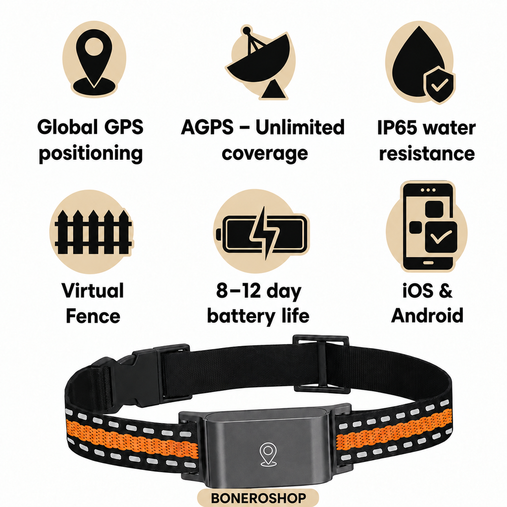 No-Subscription GPS Pet Collar – Real-Time Location Tracking with Global Range