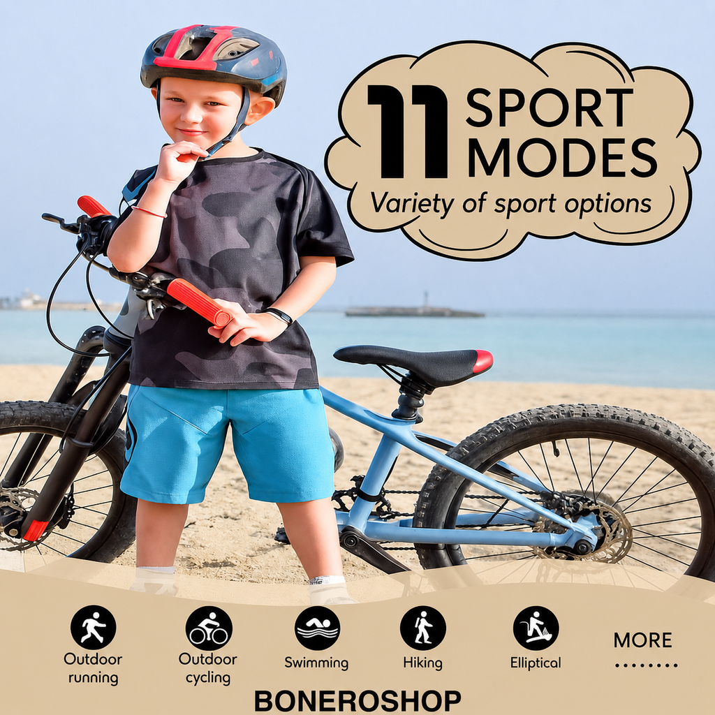 Children's fitness GPS watch in multiple colour options: black, blue, red, pink and yellow