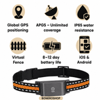 Free mobile app interface displaying real-time pet location, geo-fence notifications and travel history