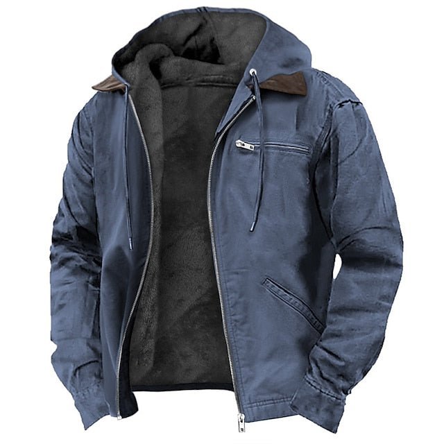 Close-up of Atlas Jacket features including practical hood and durable materials