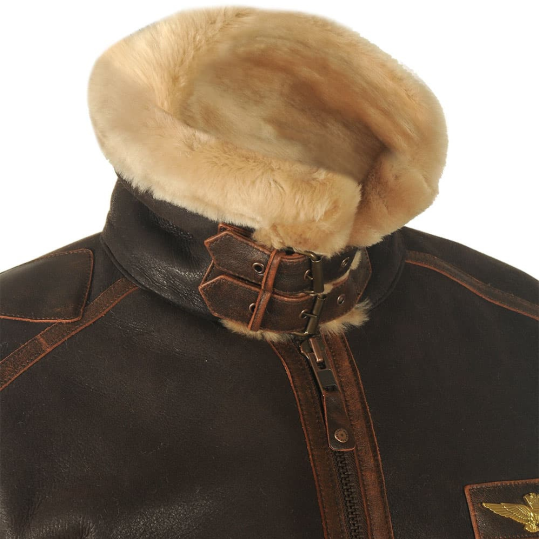 Side view of men's bomber jacket with elasticated cuffs