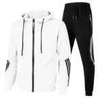 Man wearing comfortable sports tracksuit during workout, demonstrating freedom of movement.
