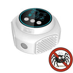 Black ultrasonic spider repeller shown on neutral background.