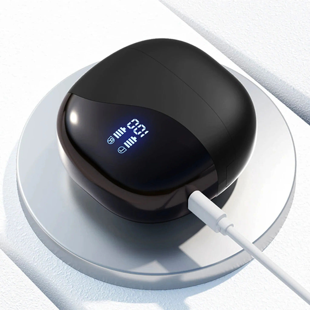 Smart translation earbuds charging case with LED battery display