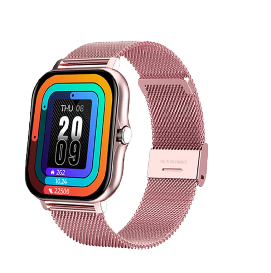 Women's smartwatch detailed view highlighting graceful feminine styling and interchangeable strap options