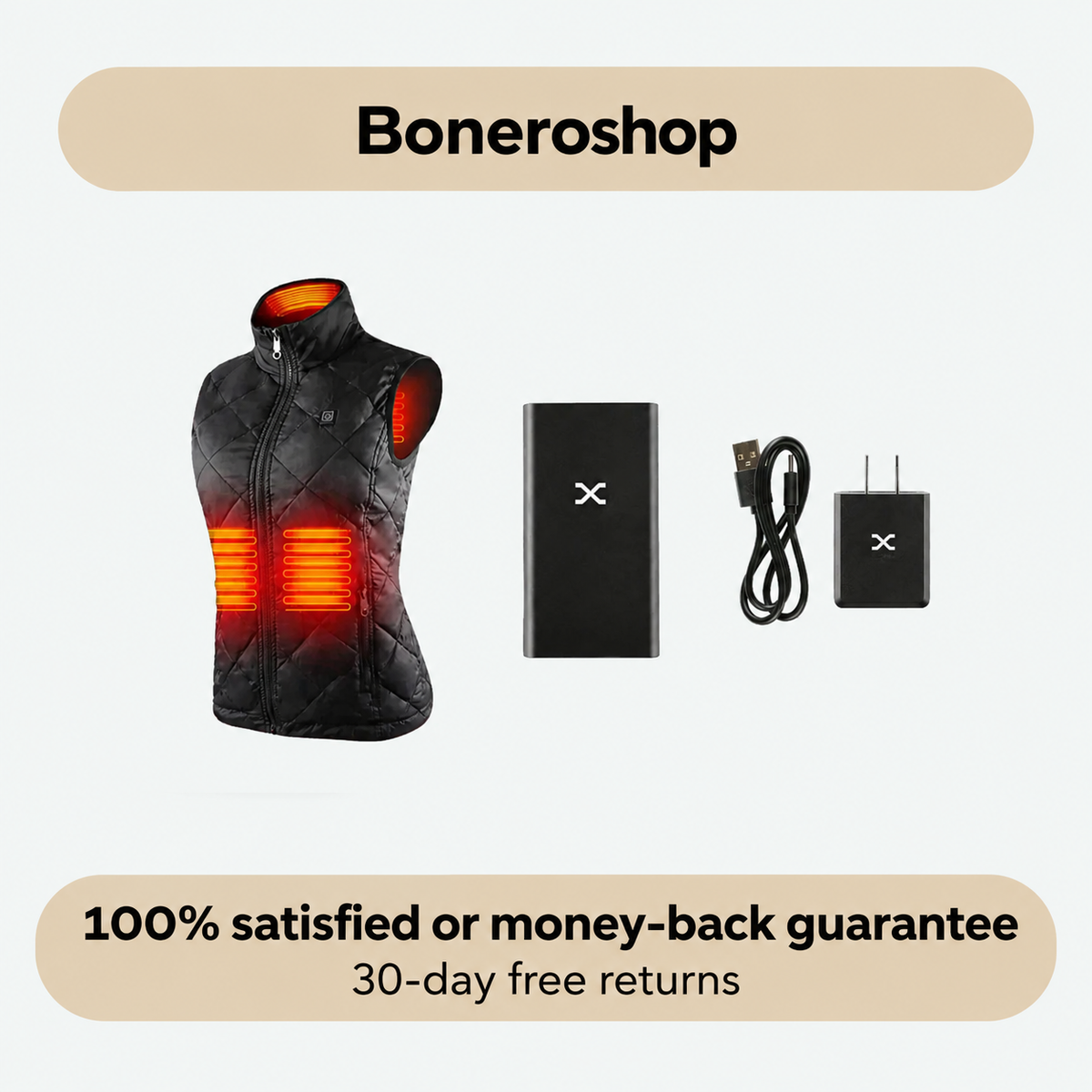 Person wearing Boneroshop X Heated Gilet outdoors during winter activities, demonstrating practical use