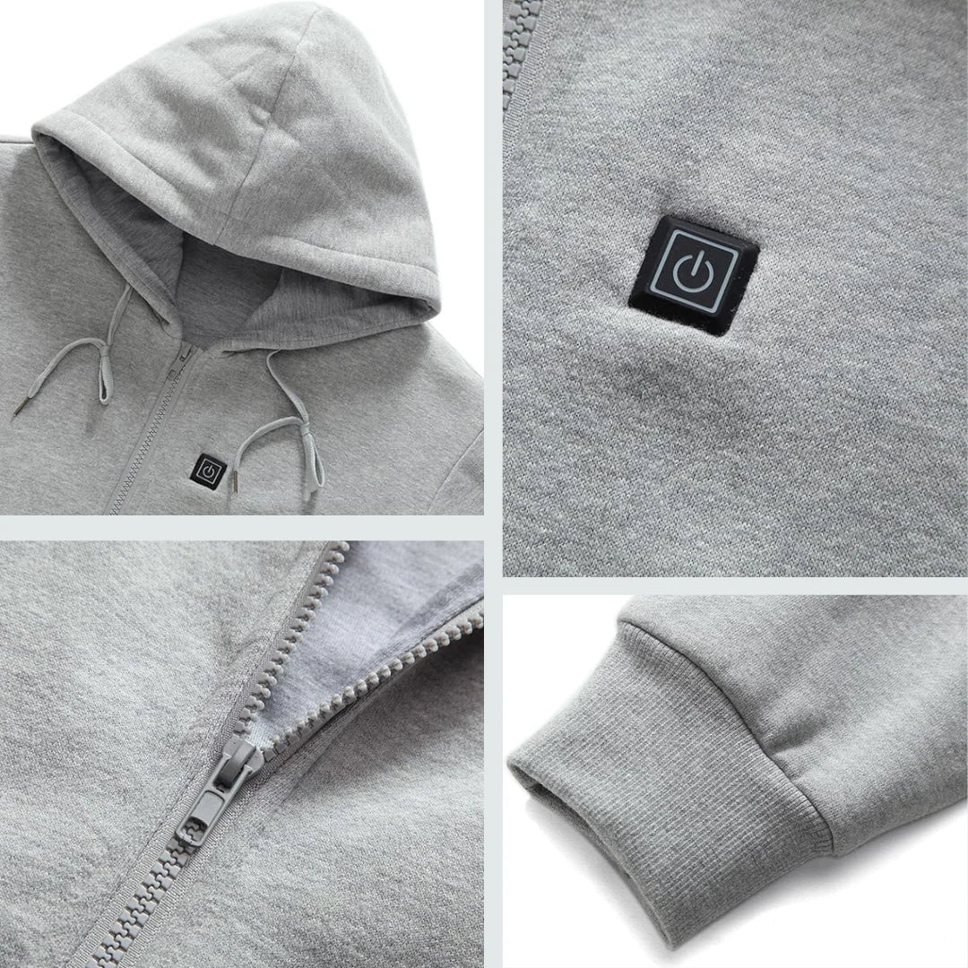 Boneroshop X Heated Hoodie size guide chart showing measurements for all sizes