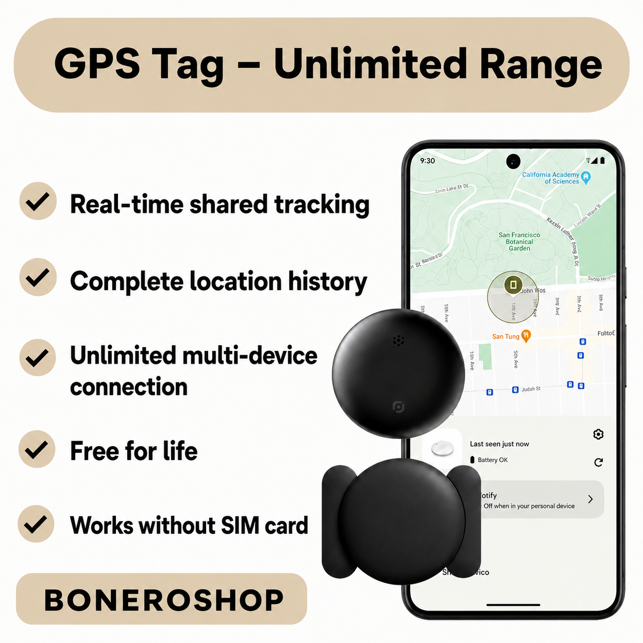 GPS pet tracker being used outdoors to monitor pet location in real time with configurable boundary zone notifications.