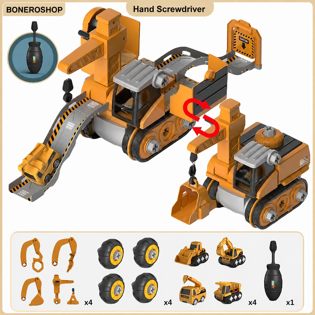 Master Builder Engineer Set – Montessori Construction Toys for Beginners – Meccano-Style Building Sets