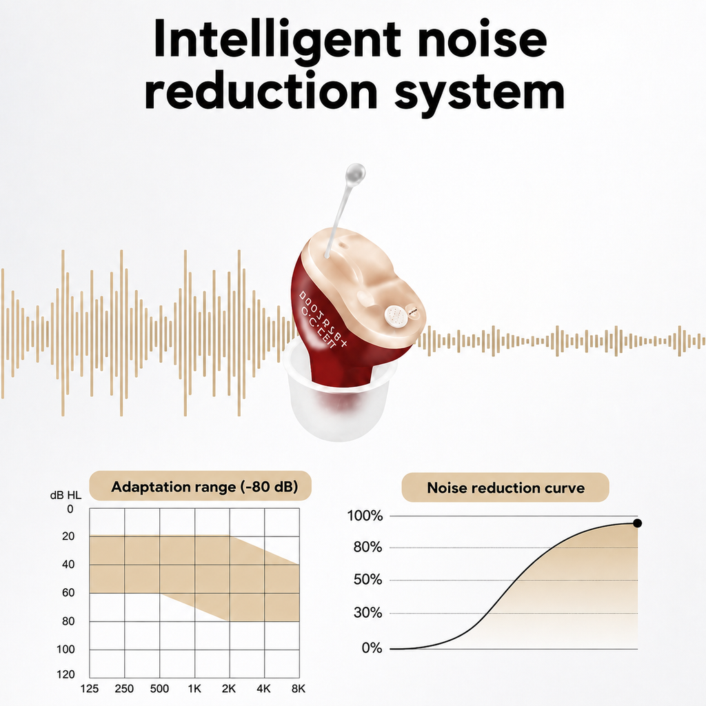 ClearPro invisible hearing aid complete package with charging case and included accessories