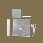 GlowCraft LED drawing tablet package contents including markers, cleaning cloth and quick start guide
