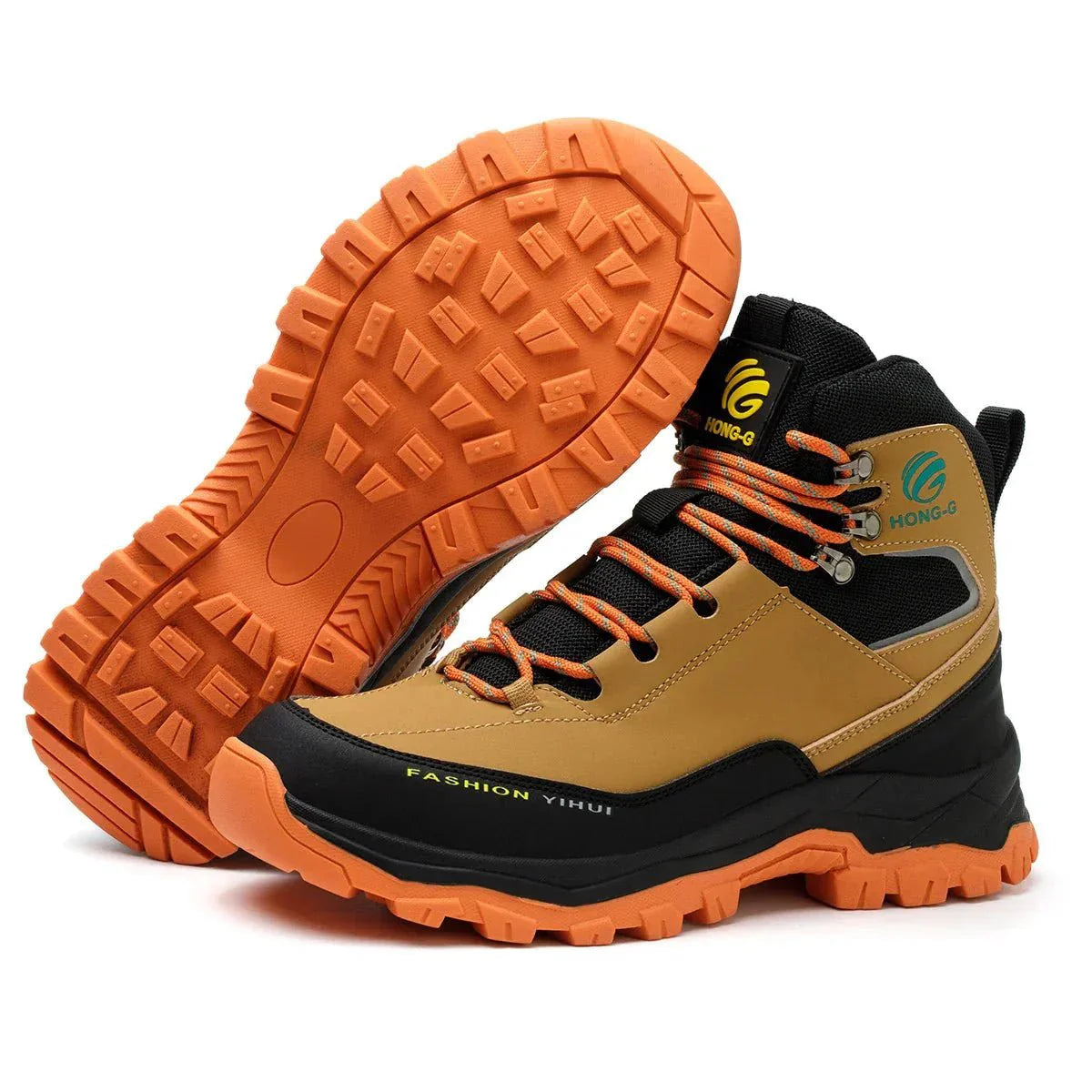 HONG-G work boots sole detail highlighting anti-puncture protection and wear-resistant tread pattern