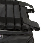 Close-up of military weighted vest showing durable Oxford fabric and Velcro fastening system