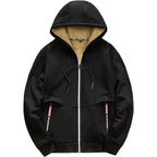 TOMMY fleece zip-up hooded sweatshirt in white, front view.