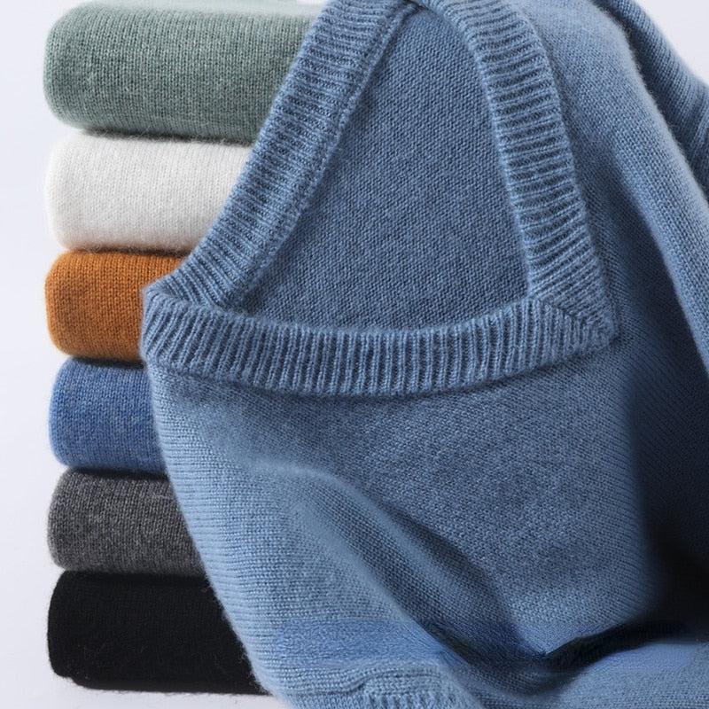 Beige cashmere jumper for men showing versatile styling options
