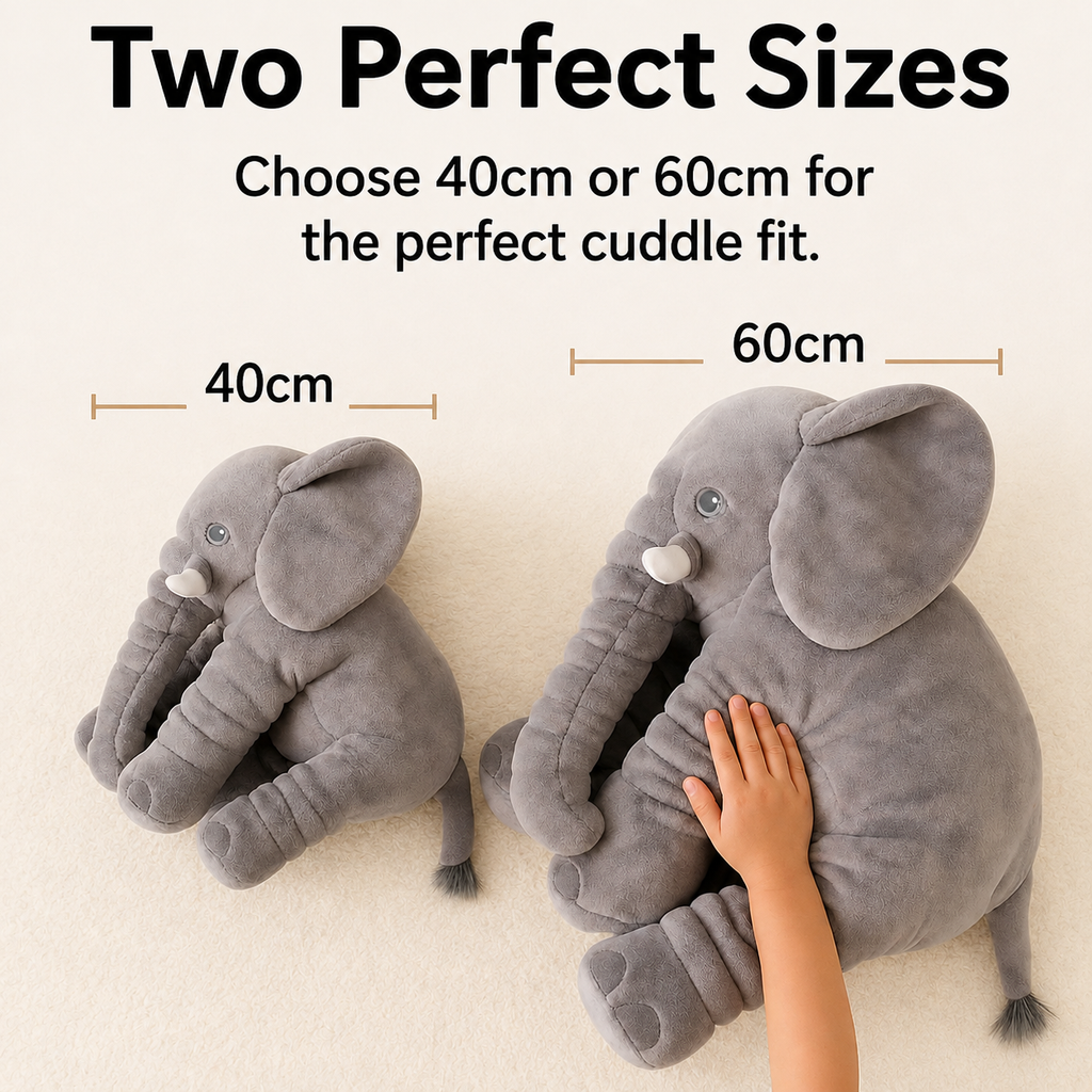Pink elephant plush pillow styled as decorative nursery accessory