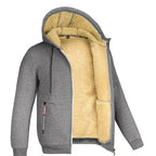 TOMMY fleece zip-up hooded sweatshirt in dark grey, front view.