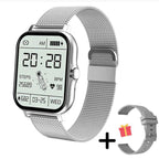 Women's smartwatch illustrating multiple sports modes and daily activity tracking features