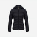 Side view of lightweight puffer jacket showing slim fit and practical design