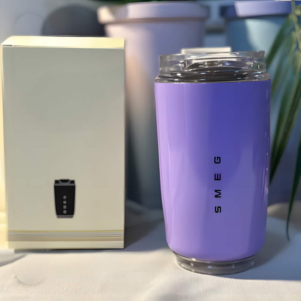 LuxeTherm 500ml insulated mug fitting perfectly in car cup holder and bag