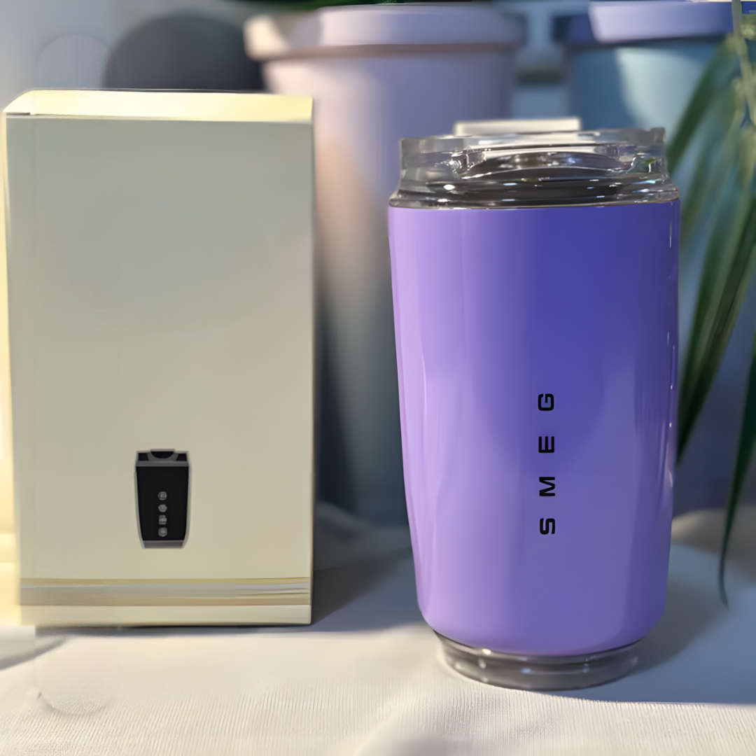 LuxeTherm 500ml insulated mug fitting perfectly in car cup holder and bag