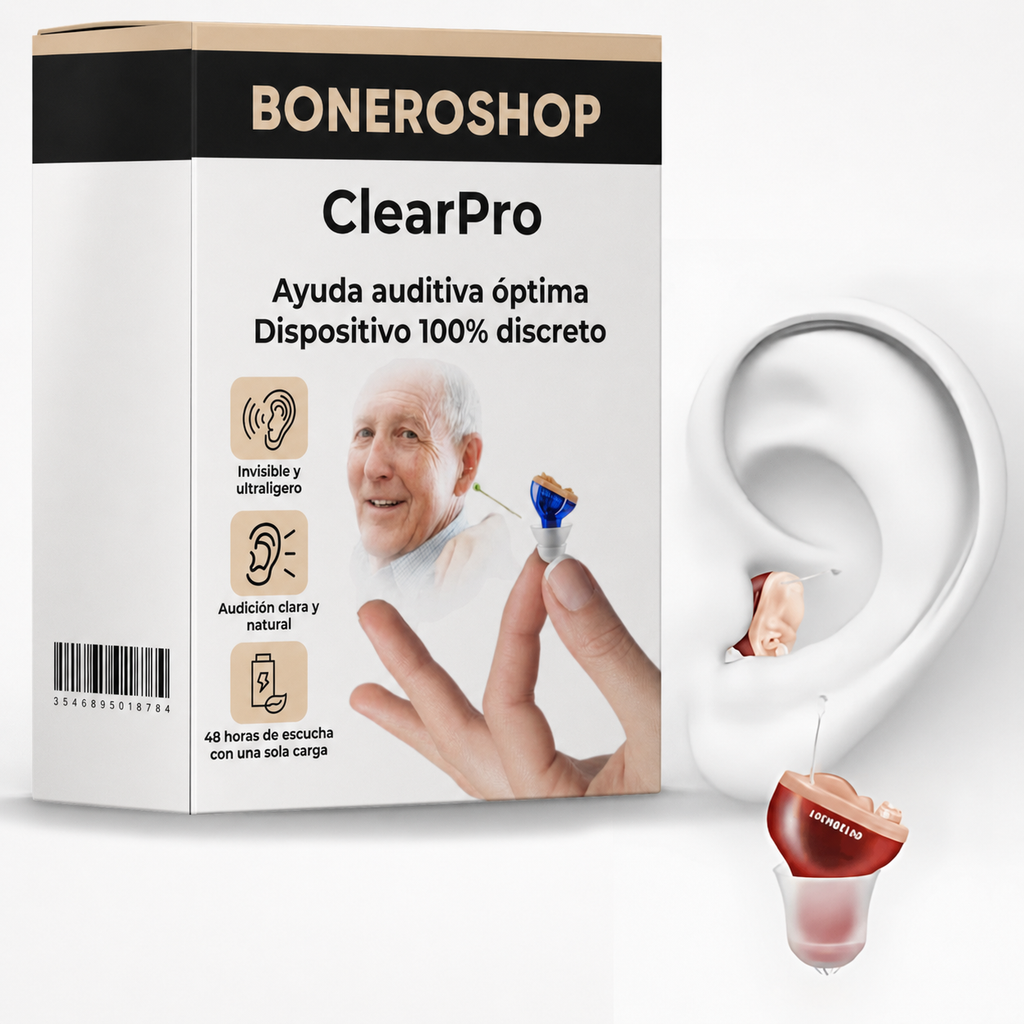ClearPro hearing amplifier worn discreetly inside the ear canal