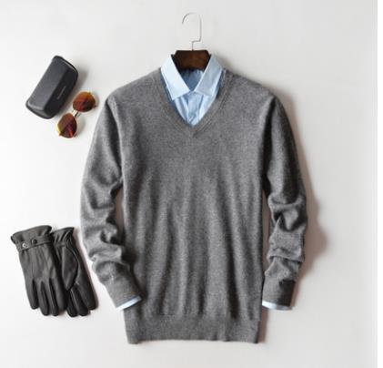 Red men's cashmere V-neck jumper demonstrating vibrant colour option