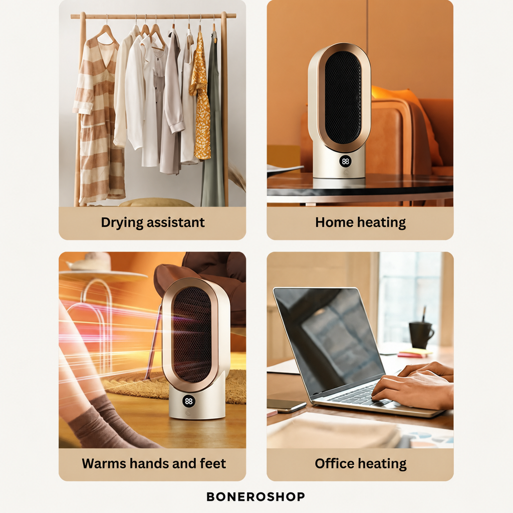 HogarCalido Pro portable heater compact size perfect for bathroom, office or bedroom use