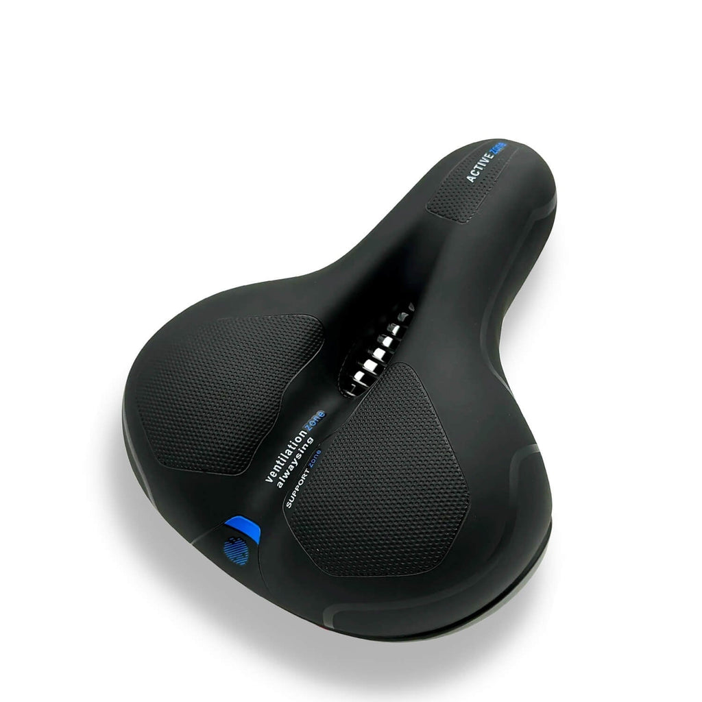 CLOUDCOMFORT PRO bicycle saddle detail showing weather-resistant materials and quality construction.