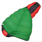 Extreme cold sleeping bag in carry bag with specifications and temperature rating displayed