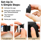 Parent using smartphone to track child's real-time location via Apple Find My and Android Find My Device apps
