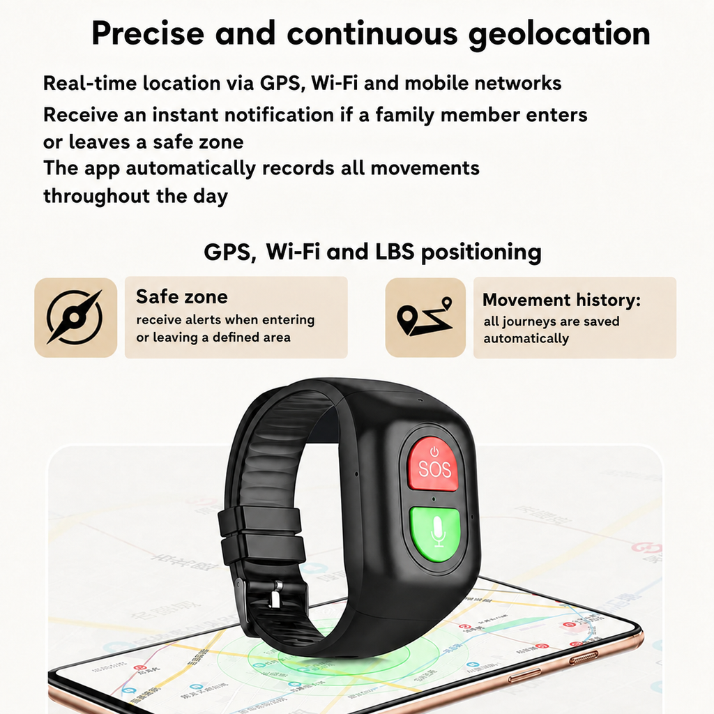 GPS Smart Watch for Elderly – 4G SOS, Health & Safety at All Times