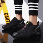 SpeedCross IV trainers close-up of breathable mesh upper with protective overlay reinforcements.