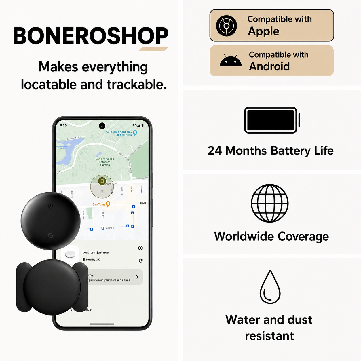 Compact GPS Pet Tracker – Worldwide Location Tracking via Apple & Android Find My – Zero Subscription Costs