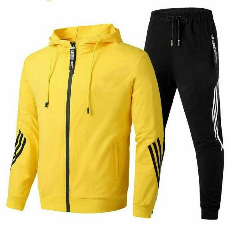 Men's tracksuit in multiple colour options including navy, grey, white, black, red and yellow.