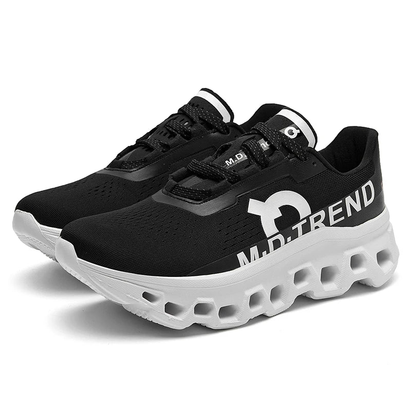 SKYLACE trainers in Black colourway styled with casual sportswear